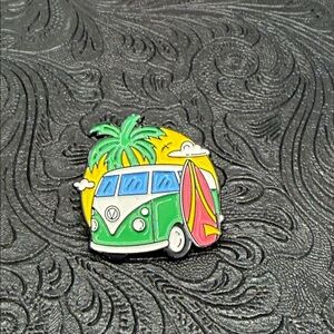 3/$25 Colorful VW Van and Surfboard Pin Unisex